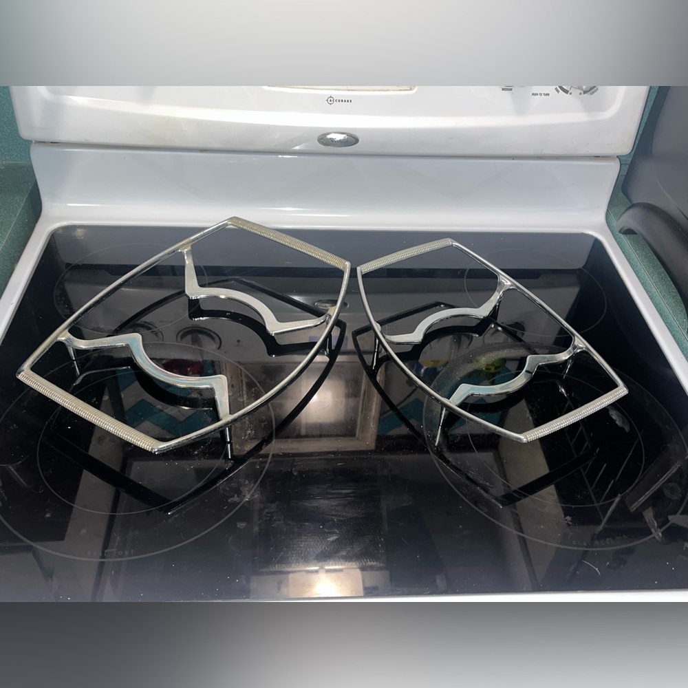 Vintage CorningWare Chrome Casserole Cradles | Set of 2 Serving Stands